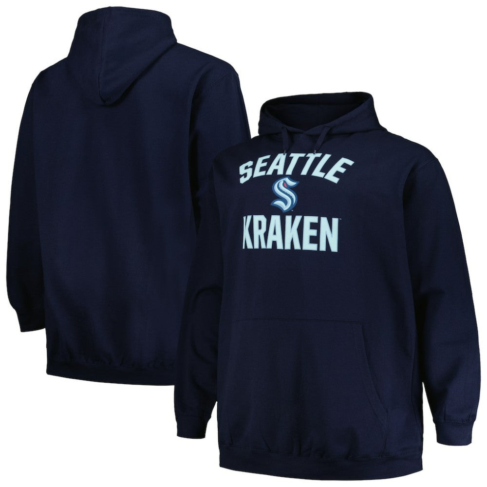 Seattle Kraken Profile Big & Tall Arch Over Logo Pullover Hoodie - Deep Sea Blue - NHL 200745680