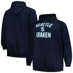 Seattle Kraken Profile Big & Tall Arch Over Logo Pullover Hoodie - Deep Sea Blue - NHL 200745680