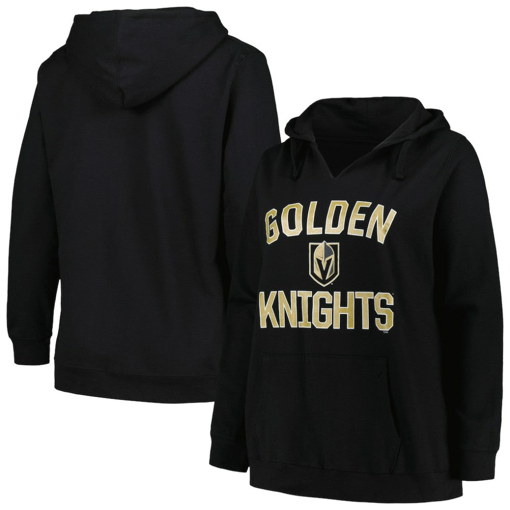 Vegas Golden Knights Profile Women's Plus Size Arch Over Logo Pullover Hoodie - Black - NHL 200745685