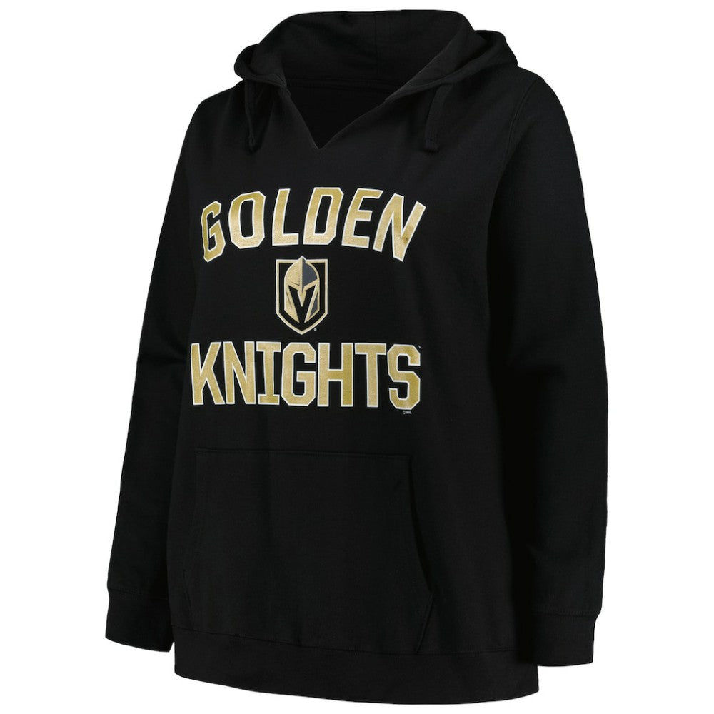 Vegas Golden Knights Profile Women's Plus Size Arch Over Logo Pullover Hoodie - Black - NHL 200745685