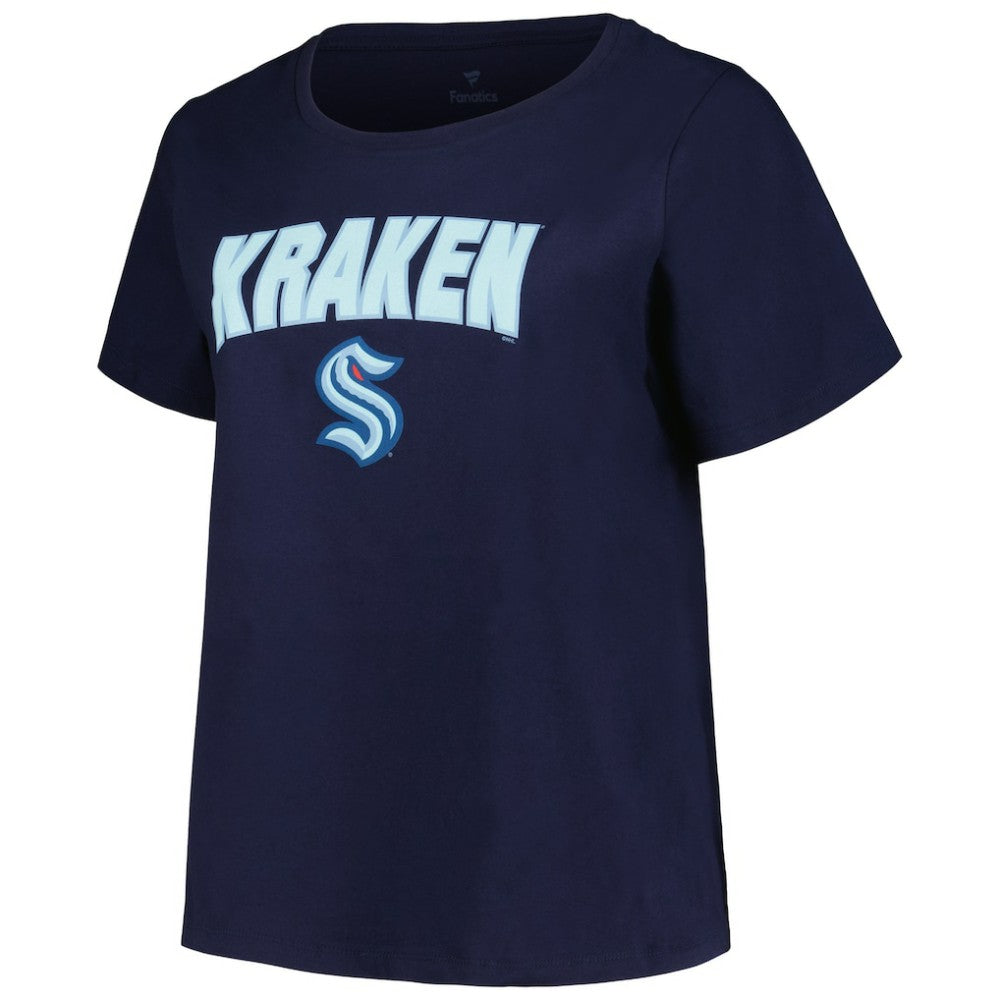 Seattle Kraken Profile Women's Plus Size Arch Over Logo T-Shirt - Deep Sea Blue - NHL 200745690