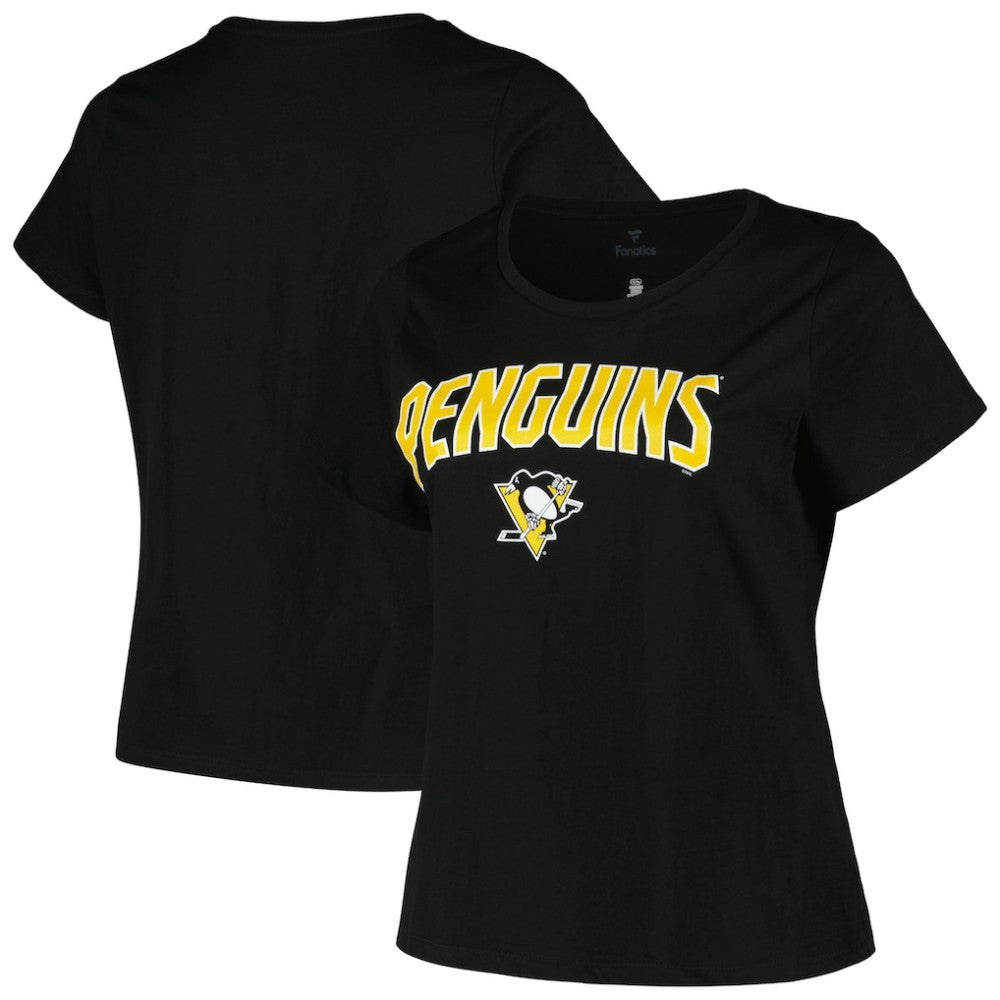 Pittsburgh Penguins Profile Women's Plus Size Arch Over Logo T-Shirt - Black - NHL 200745693