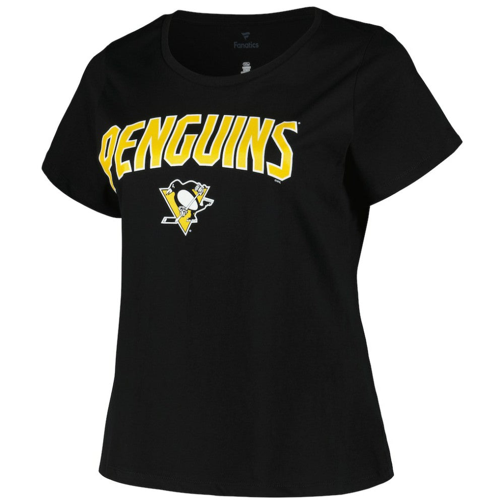 Pittsburgh Penguins Profile Women's Plus Size Arch Over Logo T-Shirt - Black - NHL 200745693