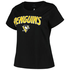 Pittsburgh Penguins Profile Women's Plus Size Arch Over Logo T-Shirt - Black - NHL 200745693