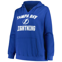 Tampa Bay Lightning Profile Women's Plus Size Arch Over Logo Pullover Hoodie - Blue - NHL 200745695