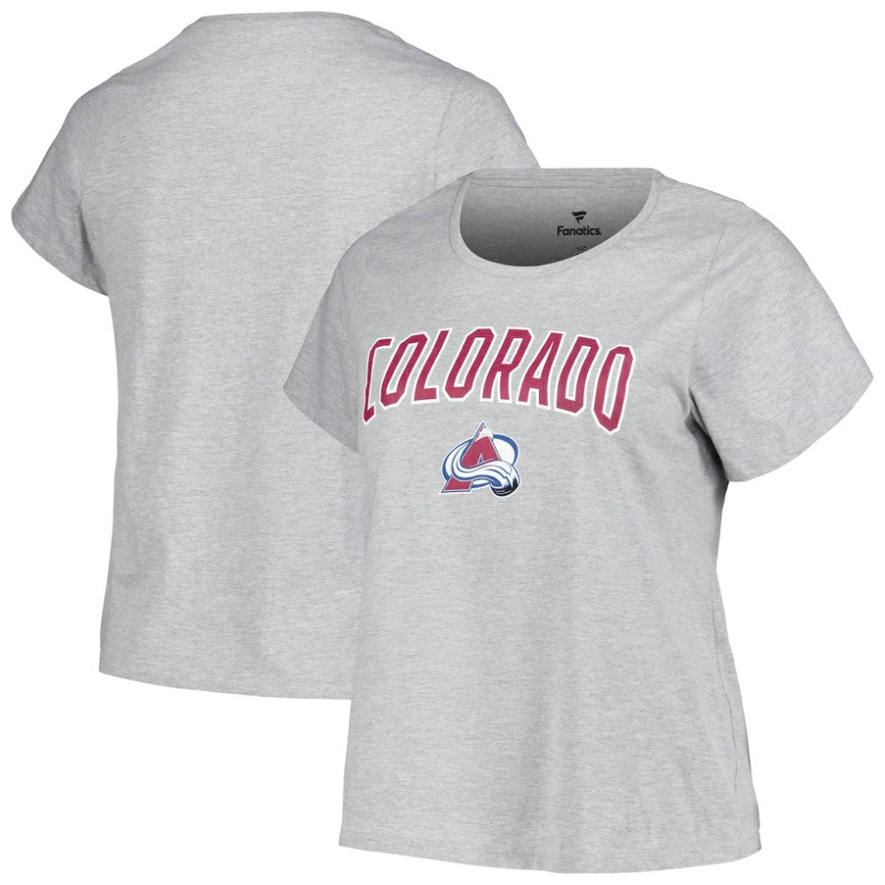Colorado Avalanche Profile Women's Plus Size Arch Over Logo T-Shirt - Heather Gray - NHL 200745699