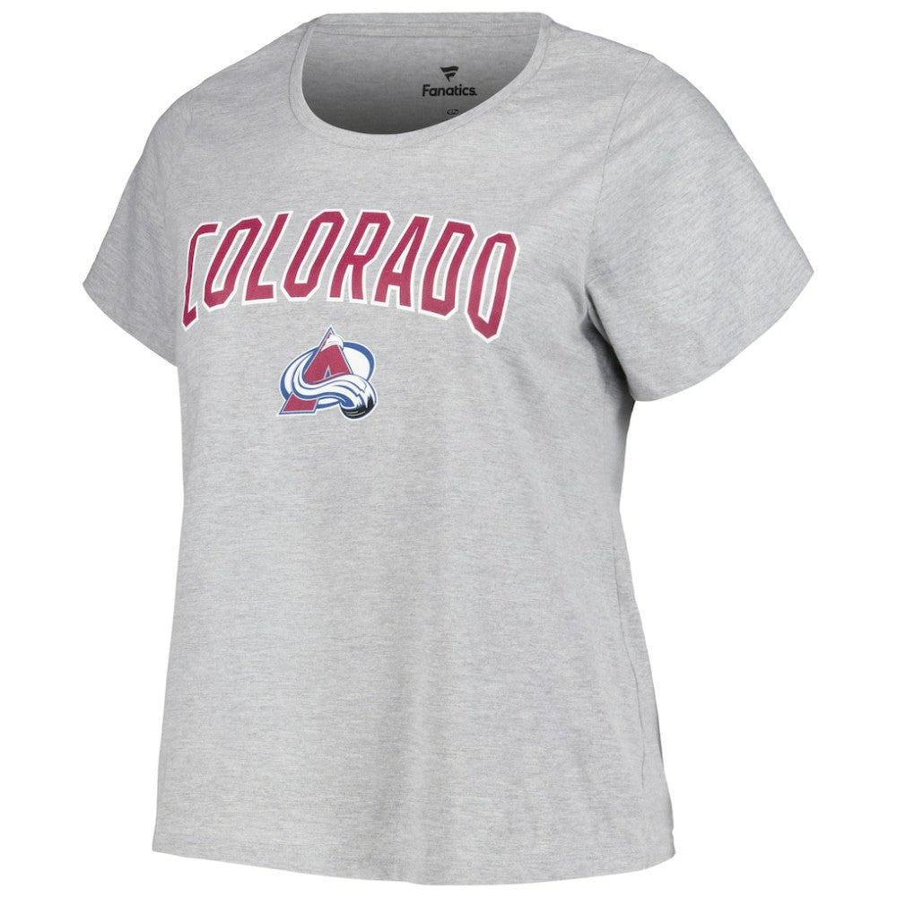 Colorado Avalanche Profile Women's Plus Size Arch Over Logo T-Shirt - Heather Gray - NHL 200745699