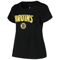 Boston Bruins Profile Women's Plus Size Arch Over Logo T-Shirt - Black - NHL 200745700