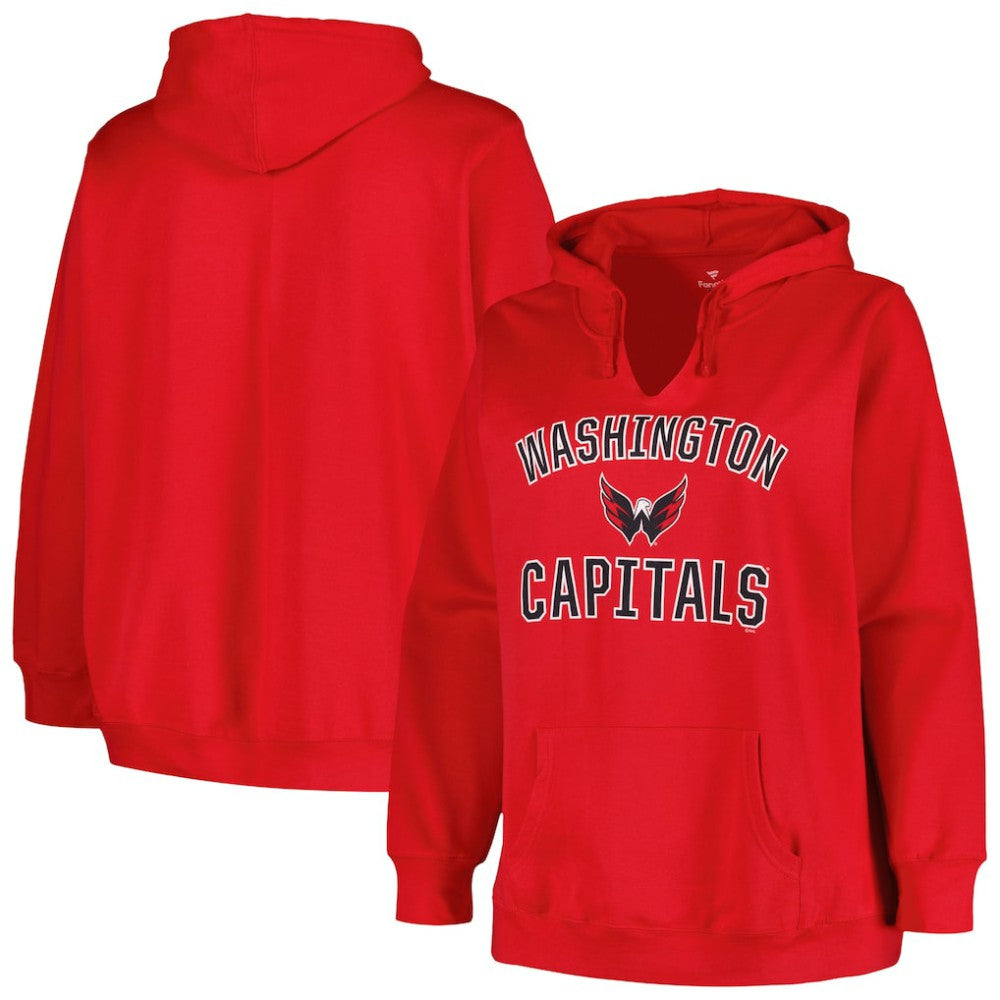 Washington Capitals Profile Women's Plus Size Arch Over Logo Pullover Hoodie - Red - NHL 200745709