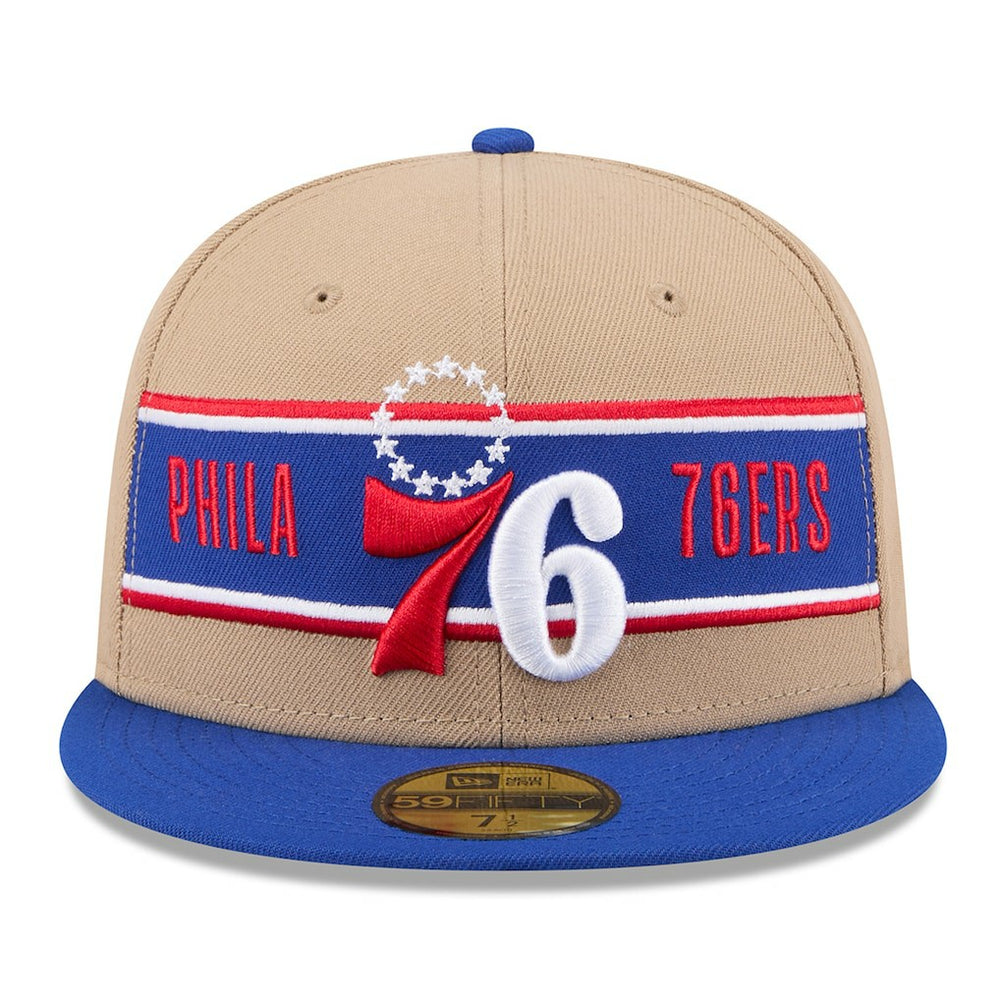 Philadelphia 76ers 2024 NBA Draft 59FIFTY Fitted Hat Tan/Royal | New Era Near Me