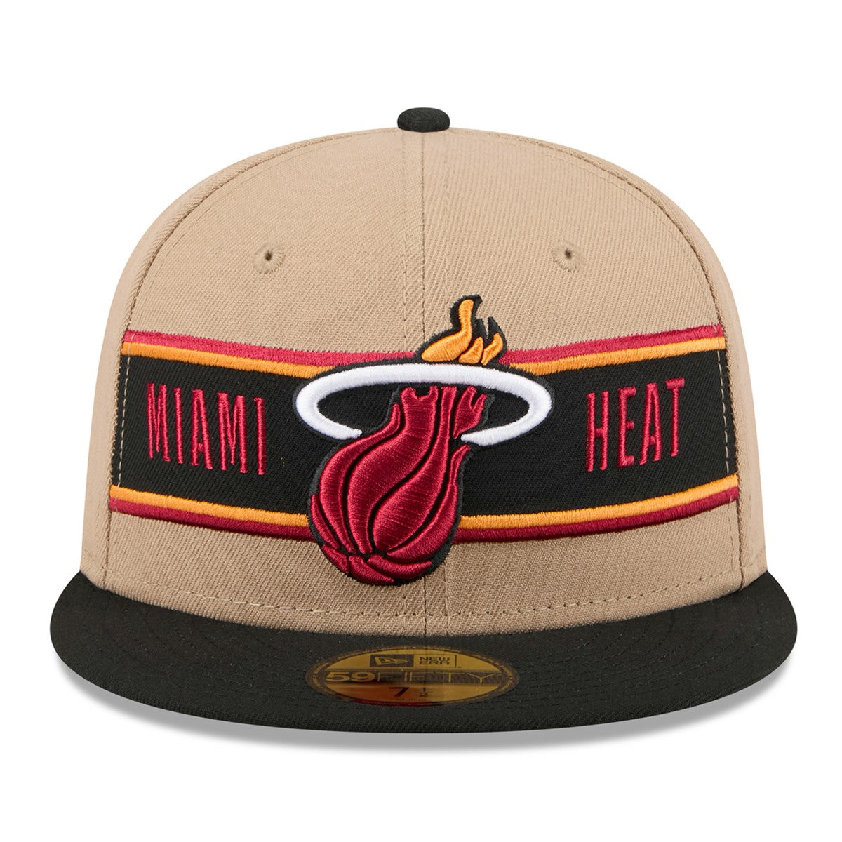 Miami Heat 2024 NBA Draft 59FIFTY Fitted Hat Tan/Black | New Era Lifestyle