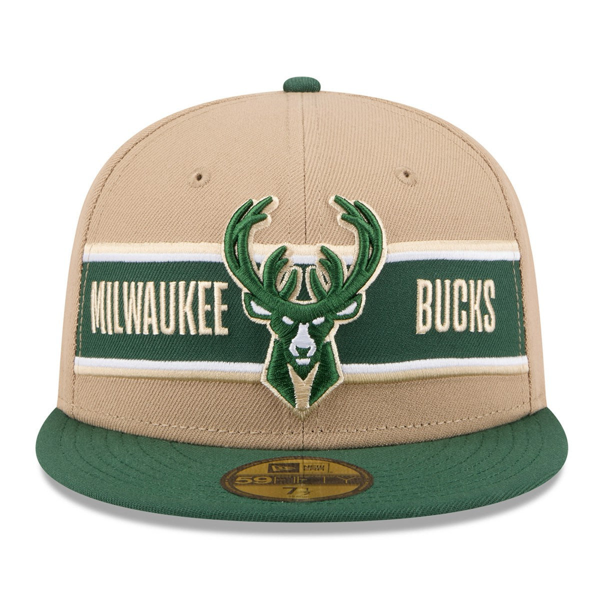Milwaukee Bucks 2024 NBA Draft 59FIFTY Fitted Hat Tan/Hunter Green | New Era Lifestyle