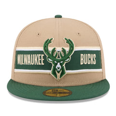 Milwaukee Bucks 2024 NBA Draft 59FIFTY Fitted Hat Tan/Hunter Green | New Era Lifestyle
