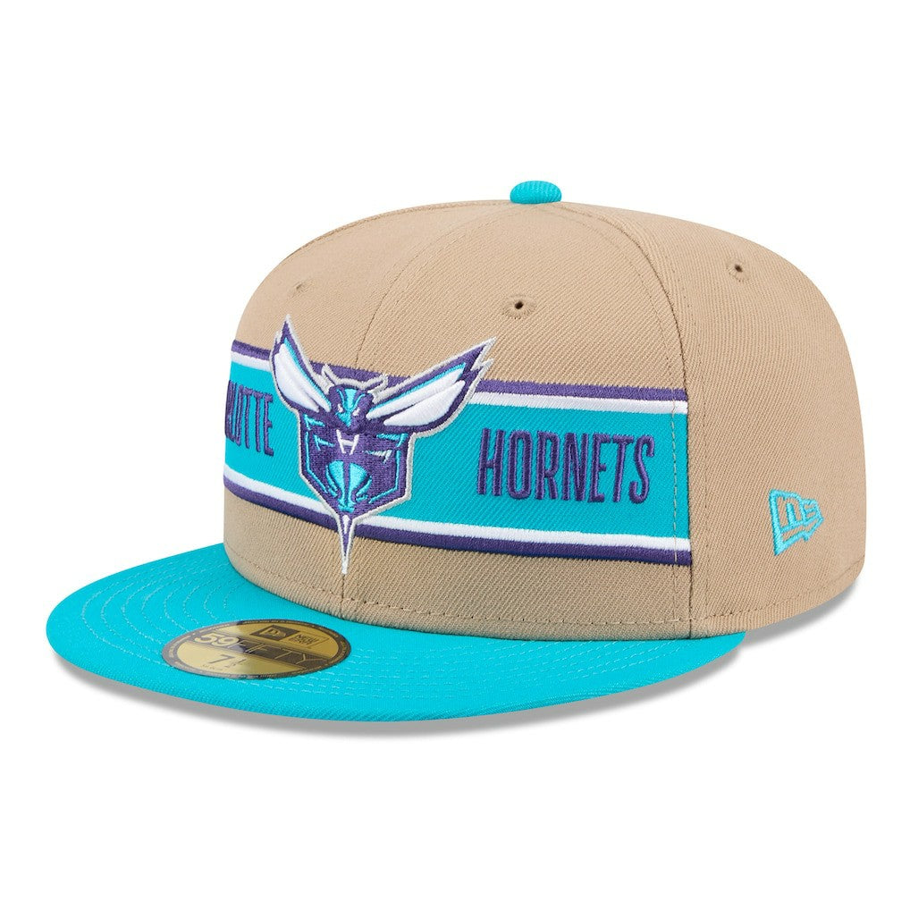 Charlotte Hornets 2024 NBA Draft 59FIFTY Fitted Hat Tan/Teal | New Era