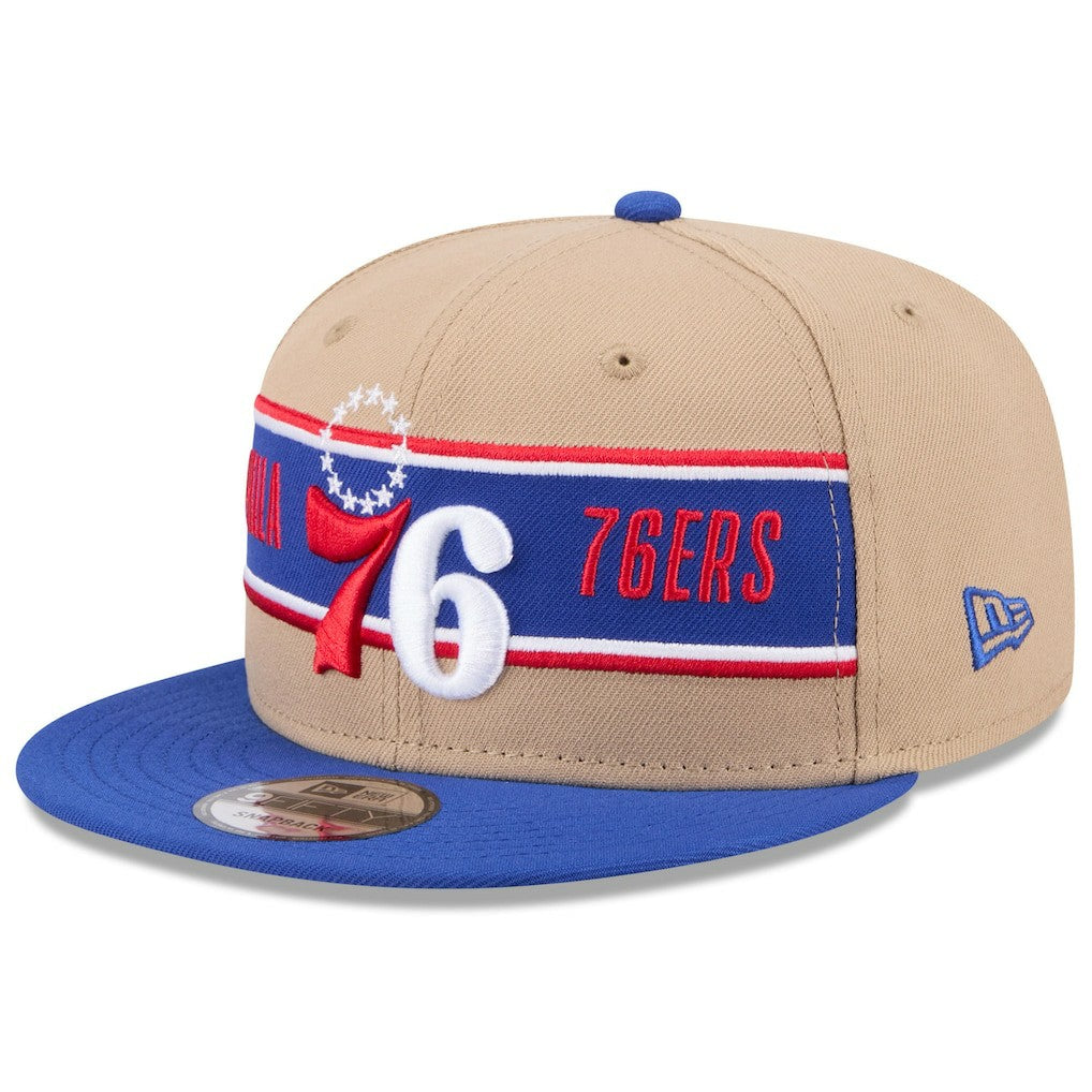 Philadelphia 76ers 2024 NBA Draft 9FIFTY Snapback Hat Tan/Royal | New Era US