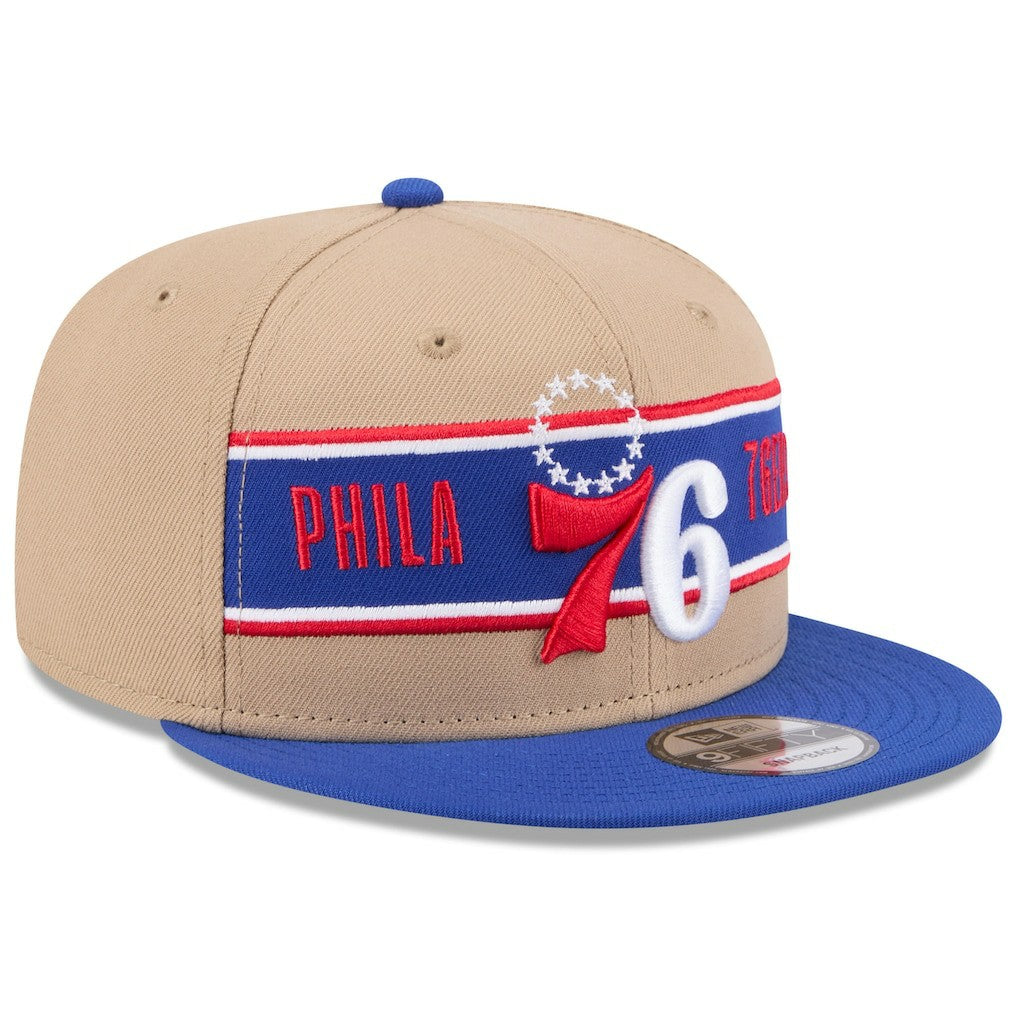 Philadelphia 76ers 2024 NBA Draft 9FIFTY Snapback Hat Tan/Royal | New Era US