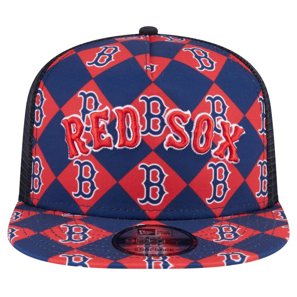 Boston Red Sox New Era Seeing Diamonds A-Frame Trucker 9FIFTY Snapback Hat - Navy - New Era Sale