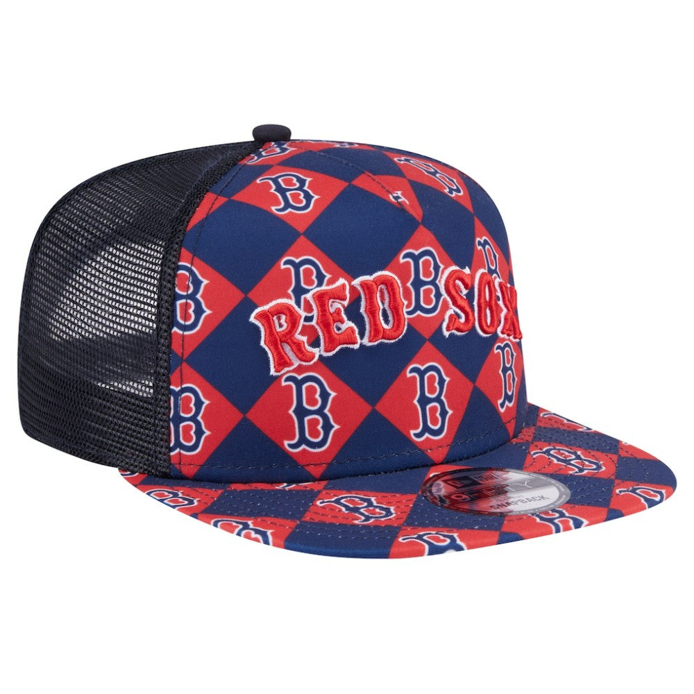 Boston Red Sox New Era Seeing Diamonds A-Frame Trucker 9FIFTY Snapback Hat - Navy - New Era Sale