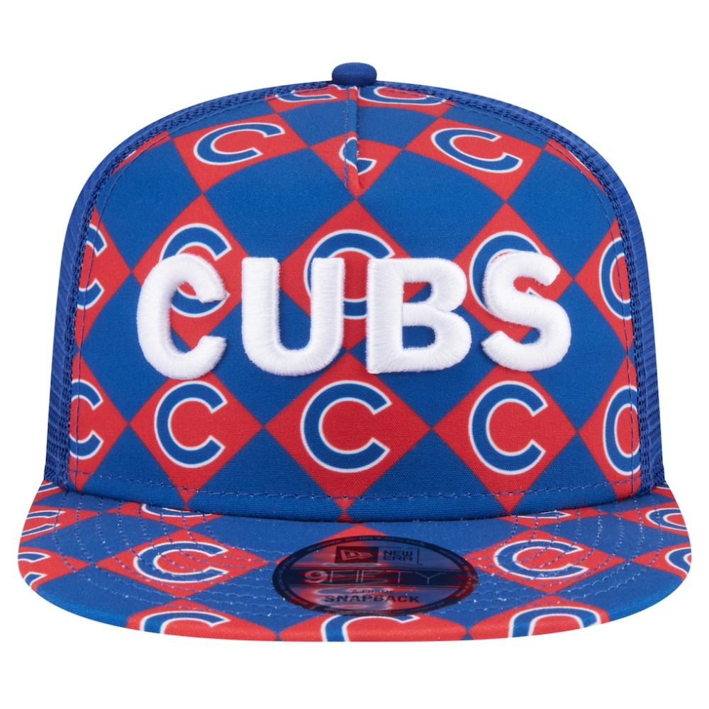 Chicago Cubs New Era Seeing Diamonds A-Frame Trucker 9FIFTY Snapback Hat - Royal - New Era Lifestyle