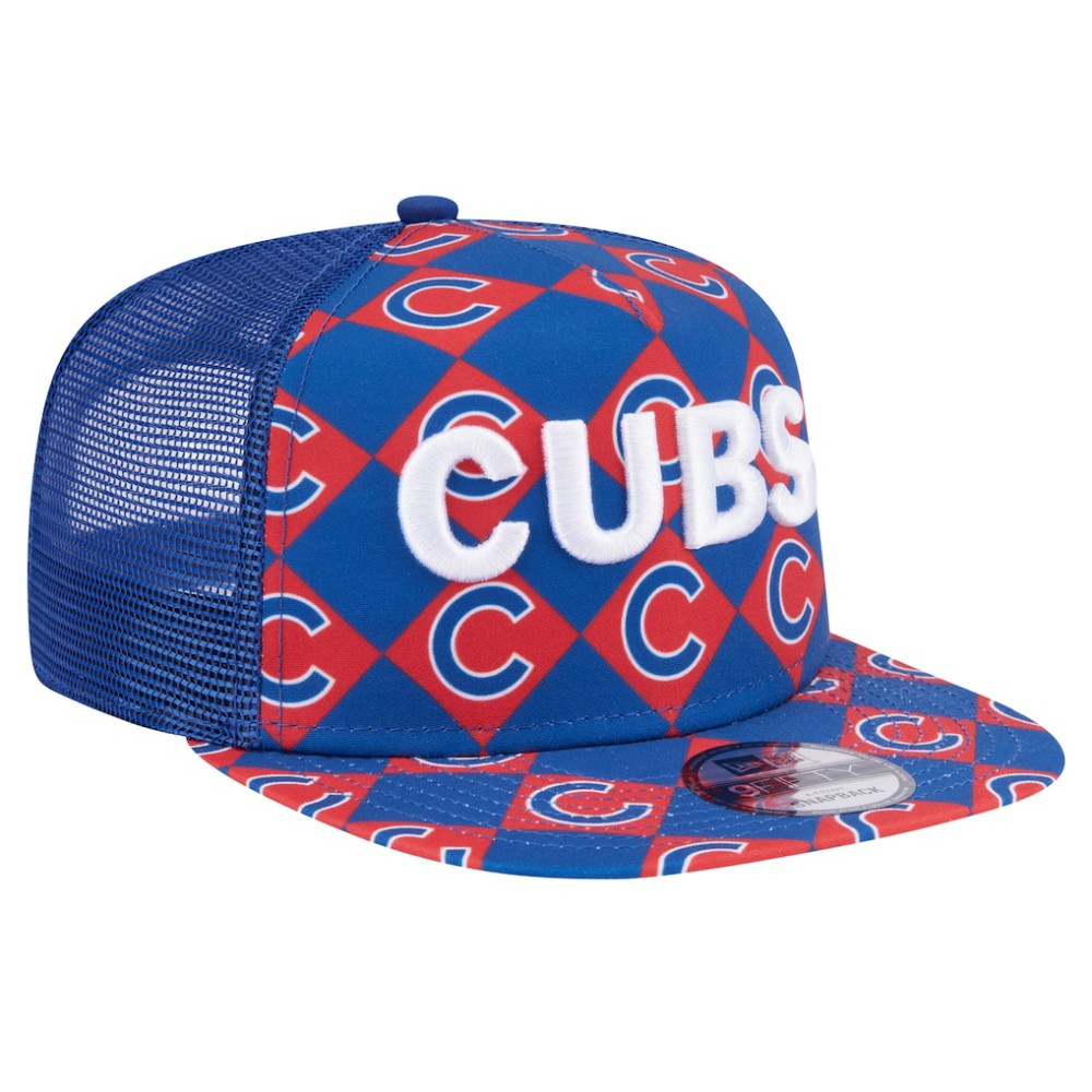 Chicago Cubs New Era Seeing Diamonds A-Frame Trucker 9FIFTY Snapback Hat - Royal - New Era Lifestyle