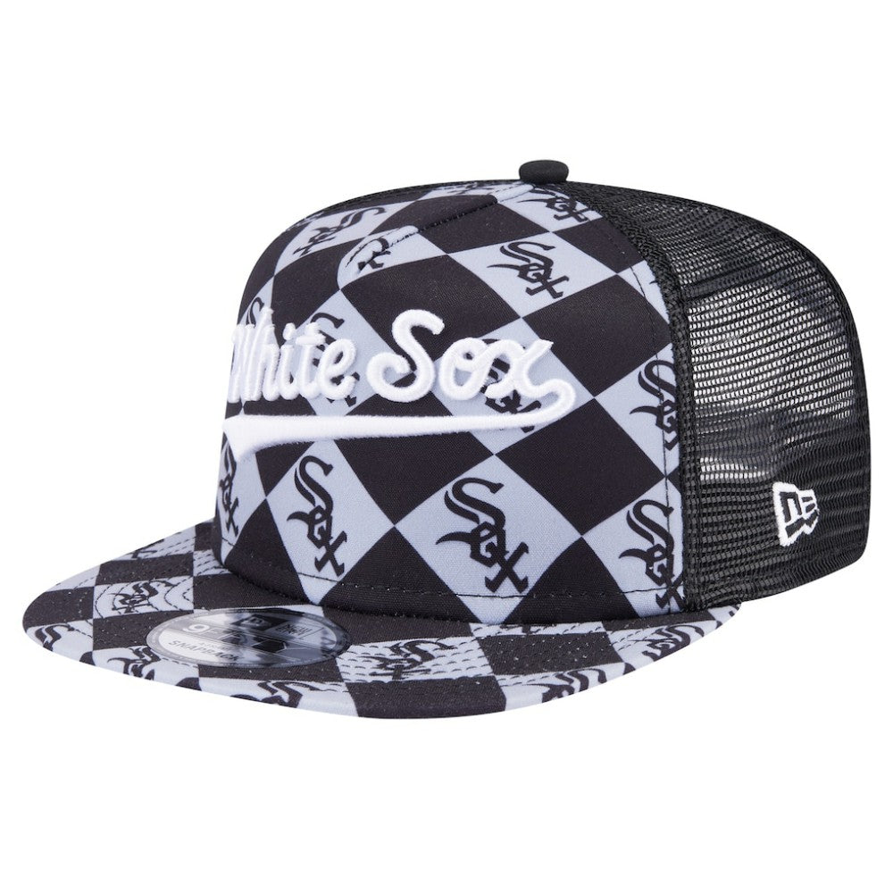 Chicago White Sox New Era Seeing Diamonds A-Frame Trucker 9FIFTY Snapback Hat - Black - New Era on Sale
