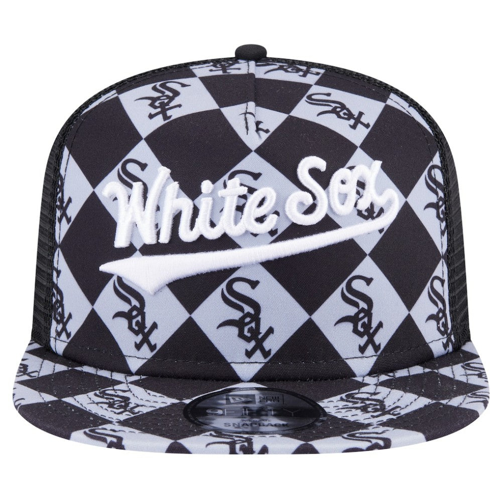 Chicago White Sox New Era Seeing Diamonds A-Frame Trucker 9FIFTY Snapback Hat - Black - New Era on Sale