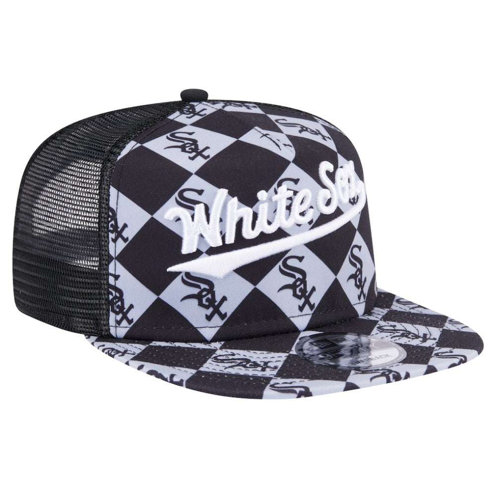 Chicago White Sox New Era Seeing Diamonds A-Frame Trucker 9FIFTY Snapback Hat - Black - New Era on Sale