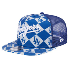 Los Angeles Dodgers New Era Seeing Diamonds A-Frame Trucker 9FIFTY Snapback Hat - Royal - New Era Discount