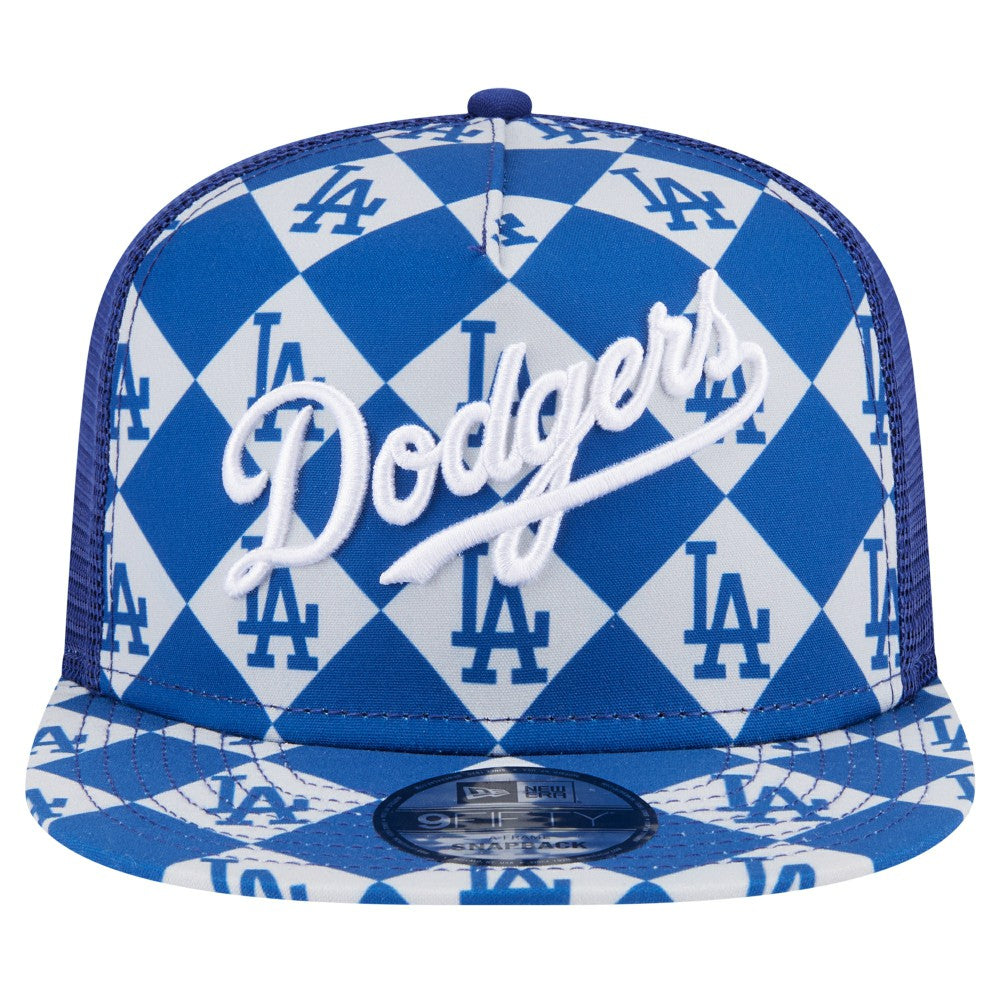 Los Angeles Dodgers New Era Seeing Diamonds A-Frame Trucker 9FIFTY Snapback Hat - Royal - New Era Discount