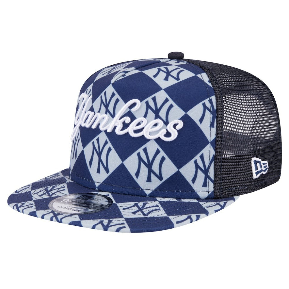 New York Yankees New Era Seeing Diamonds A-Frame Trucker 9FIFTY Snapback Hat - Navy - New Era Lifestyle