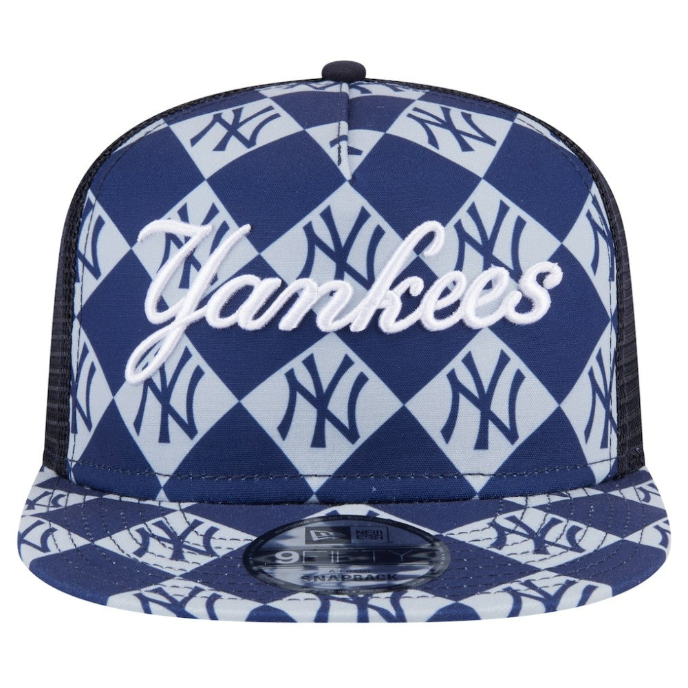 New York Yankees New Era Seeing Diamonds A-Frame Trucker 9FIFTY Snapback Hat - Navy - New Era Lifestyle