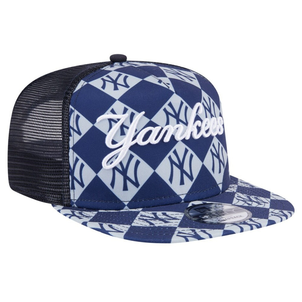 New York Yankees New Era Seeing Diamonds A-Frame Trucker 9FIFTY Snapback Hat - Navy - New Era Lifestyle