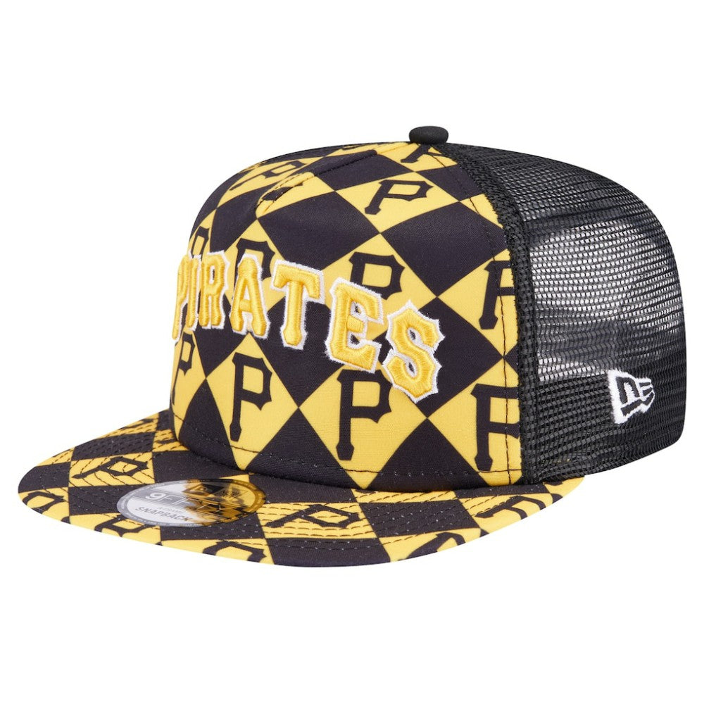 Pittsburgh Pirates New Era Seeing Diamonds A-Frame Trucker 9FIFTY Snapback Hat - Black - New Era Online