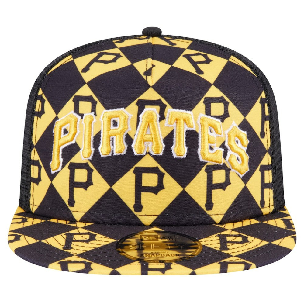 Pittsburgh Pirates New Era Seeing Diamonds A-Frame Trucker 9FIFTY Snapback Hat - Black - New Era Online
