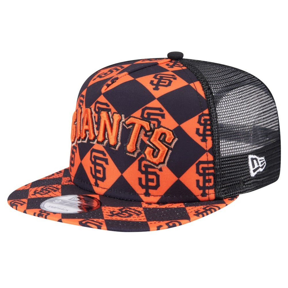 San Francisco Giants New Era Seeing Diamonds A-Frame Trucker 9FIFTY Snapback Hat - Black - New Era Lifestyle