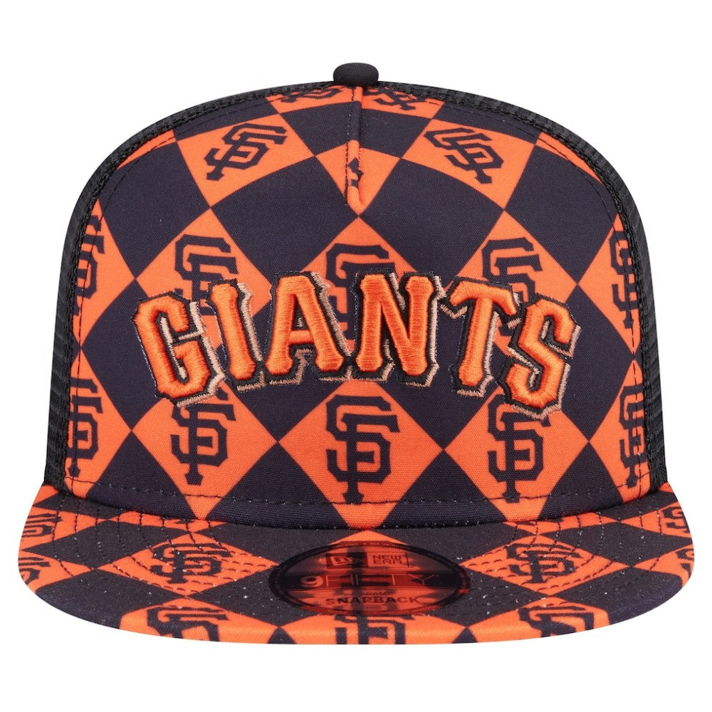 San Francisco Giants New Era Seeing Diamonds A-Frame Trucker 9FIFTY Snapback Hat - Black - New Era Lifestyle
