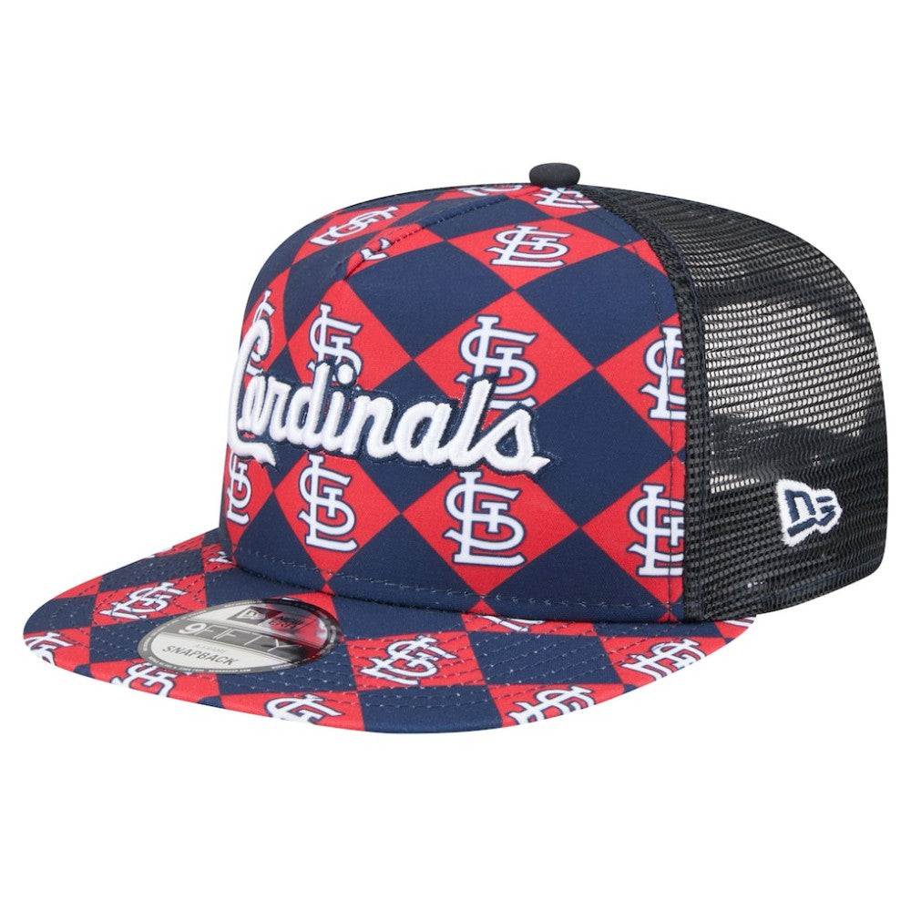 St. Louis Cardinals New Era Seeing Diamonds A-Frame Trucker 9FIFTY Snapback Hat - Navy - New Era Discount