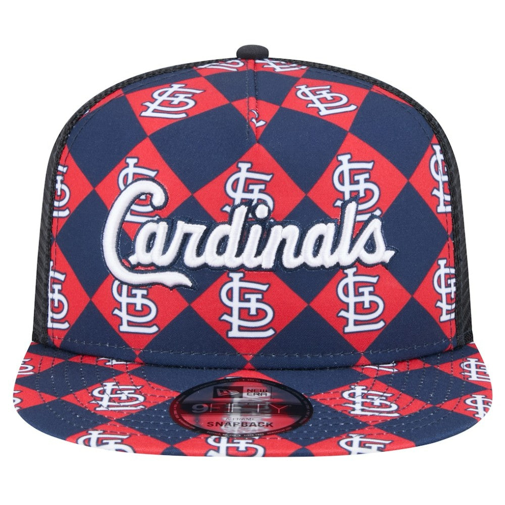 St. Louis Cardinals New Era Seeing Diamonds A-Frame Trucker 9FIFTY Snapback Hat - Navy - New Era Discount