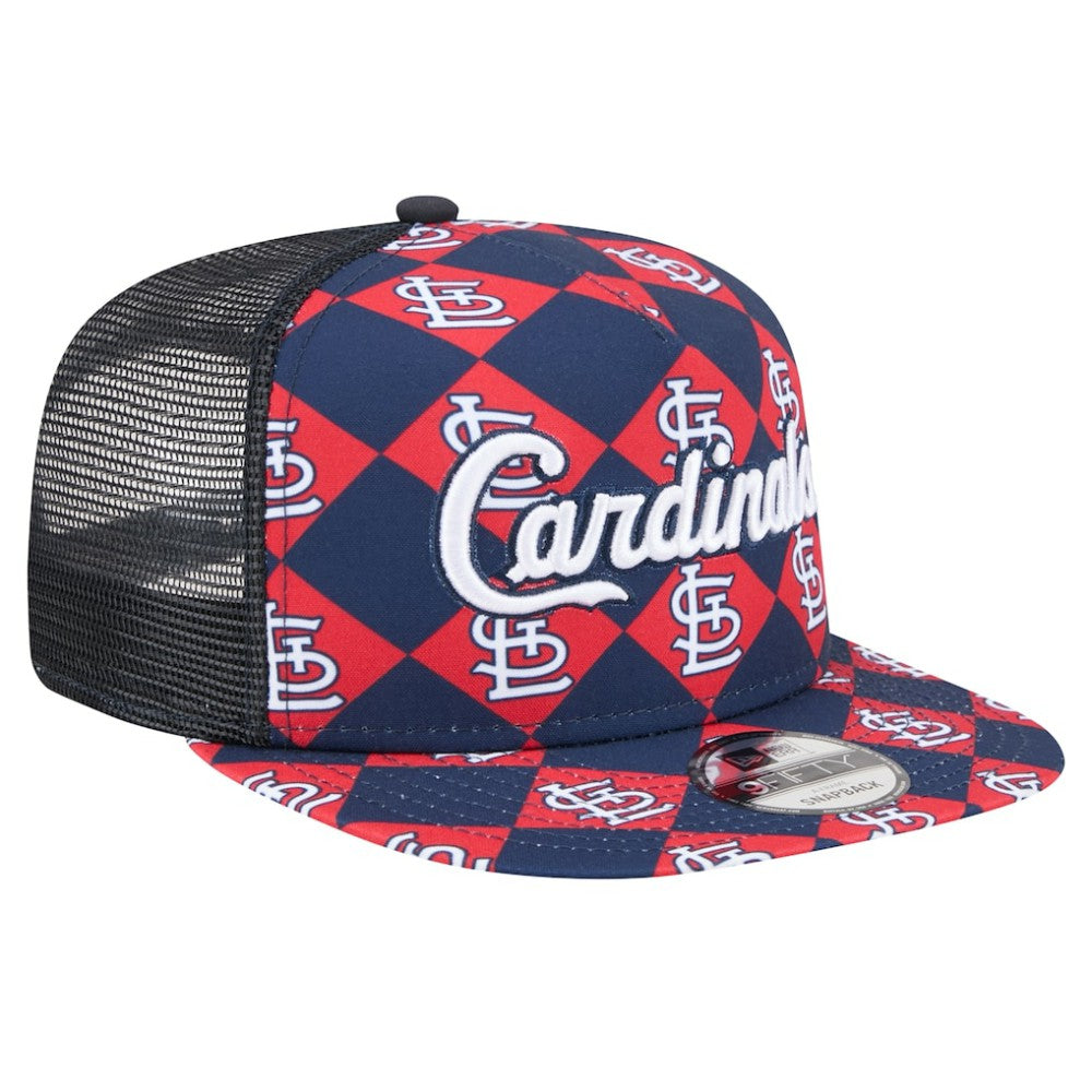 St. Louis Cardinals New Era Seeing Diamonds A-Frame Trucker 9FIFTY Snapback Hat - Navy - New Era Discount