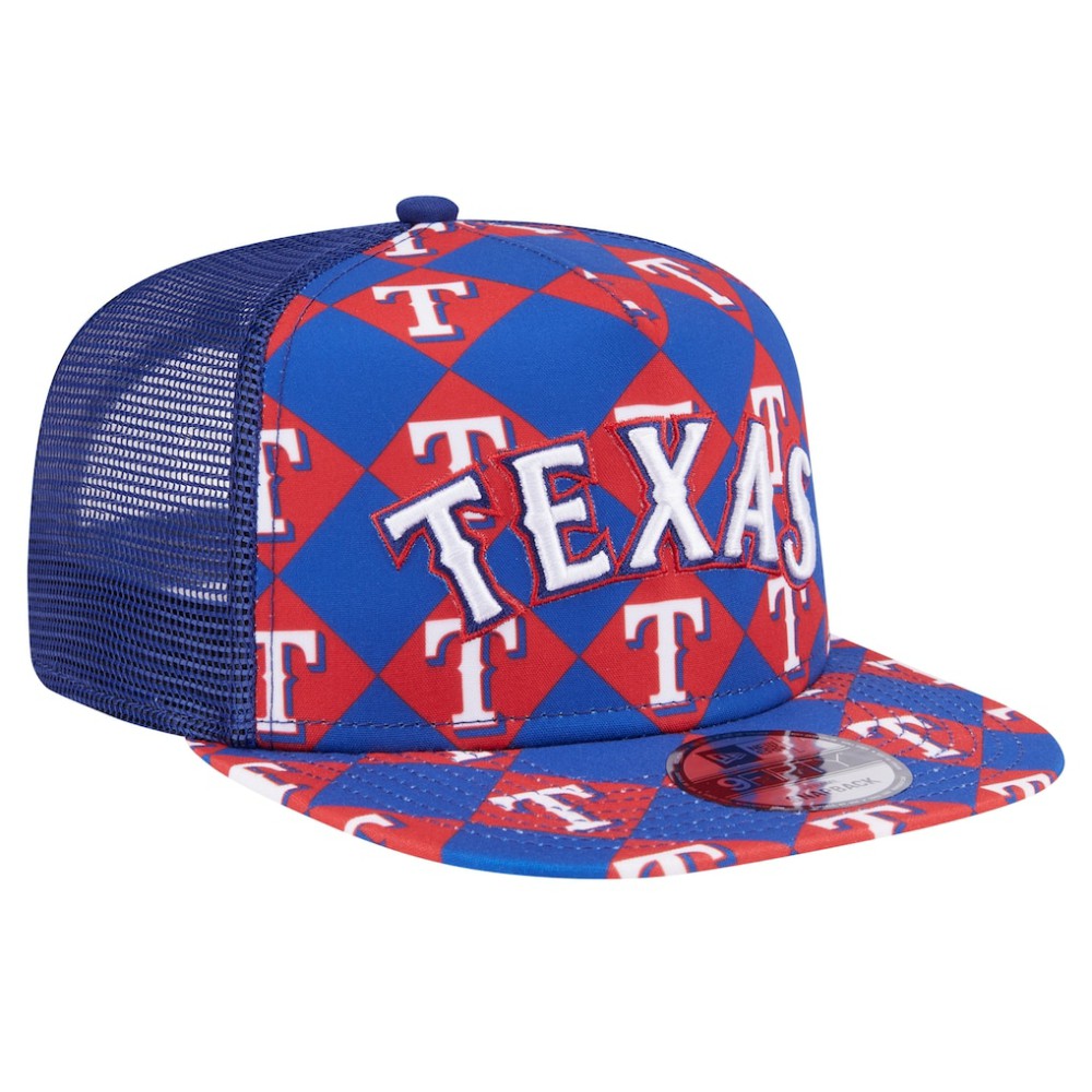 Texas Rangers New Era Seeing Diamonds A-Frame Trucker 9FIFTY Snapback Hat - Royal - New Era Online