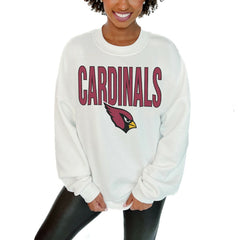 Arizona Cardinals Gameday Couture Women's Just Go With It Oversized Long Sleeve Crewneck Sweatshirt – White