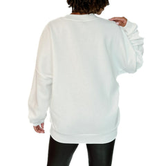 Cincinnati Bengals Gameday Couture Women's Just Go With It Oversized Long Sleeve Crewneck Sweatshirt – White