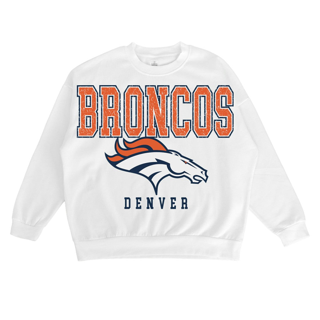 Denver Broncos Gameday Couture Women's Sunday Drives Oversized Crewneck Pullover Sweatshirt – White