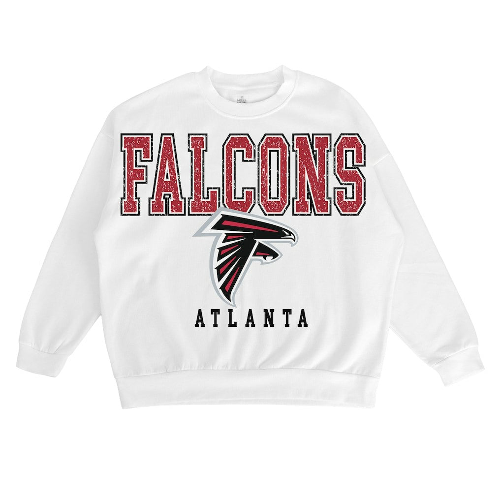 Atlanta Falcons Gameday Couture Women's Sunday Drives Oversized Crewneck Pullover Sweatshirt – White