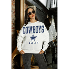 Dallas Cowboys Gameday Couture Women's Sunday Drives Oversized Crewneck Pullover Sweatshirt – White