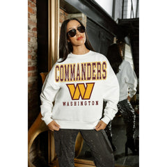 Washington Commanders Gameday Couture Women's Sunday Drives Oversized Crewneck Pullover Sweatshirt – White