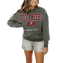 Tampa Bay Buccaneers Gameday Couture Women's Oversized Bring The Energy Pullover Sweatshirt – Charcoal