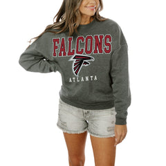 Atlanta Falcons Gameday Couture Women's Oversized Bring The Energy Pullover Sweatshirt – Charcoal