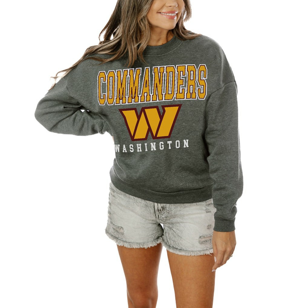 Washington Commanders Gameday Couture Women's Oversized Bring The Energy Pullover Sweatshirt – Charcoal