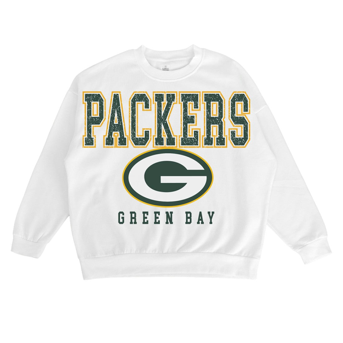 Green Bay Packers Gameday Couture Women's Sunday Drives Oversized Crewneck Pullover Sweatshirt – White